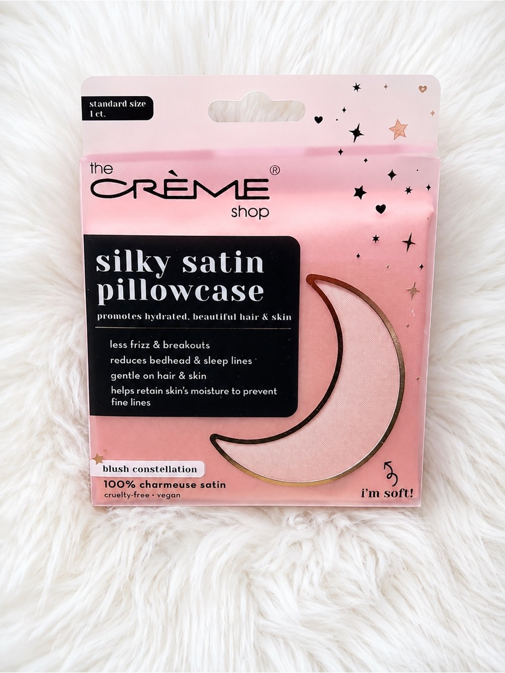 The Crème Shop Silky Satin Pillowcase – Blush Constellation